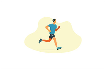 Running man, athlete, young man athlete runner focus sprint run. Individual sport, vector.