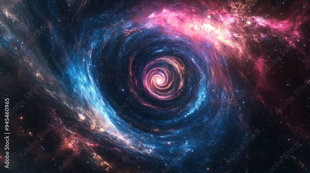 Aufkleber An exquisitely bright image capturing a swirling vortex of vibrant colors in deep space, representing the energetic and boundless nature of the universe.