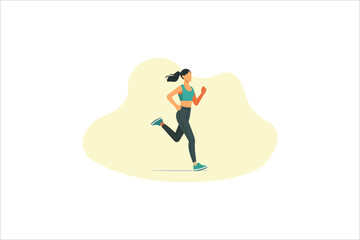 Young woman jogging. Active healthy lifestyle concept, running, city competition, marathons, cardio workout, exercise. Isolated vector illustrations for flyer, leaflet, advertising banner