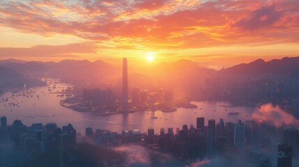 Fototapeta premium Hong Kong Victoria Peak Sunrise