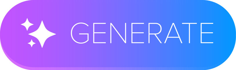 AI generated ultraviolet neon button for artificial intelligence generate app vector design. Artificial intelligence generate button for web application and AI generation online tool UI