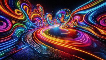 colorful light painting for wallpaper or background, create with AI Generate