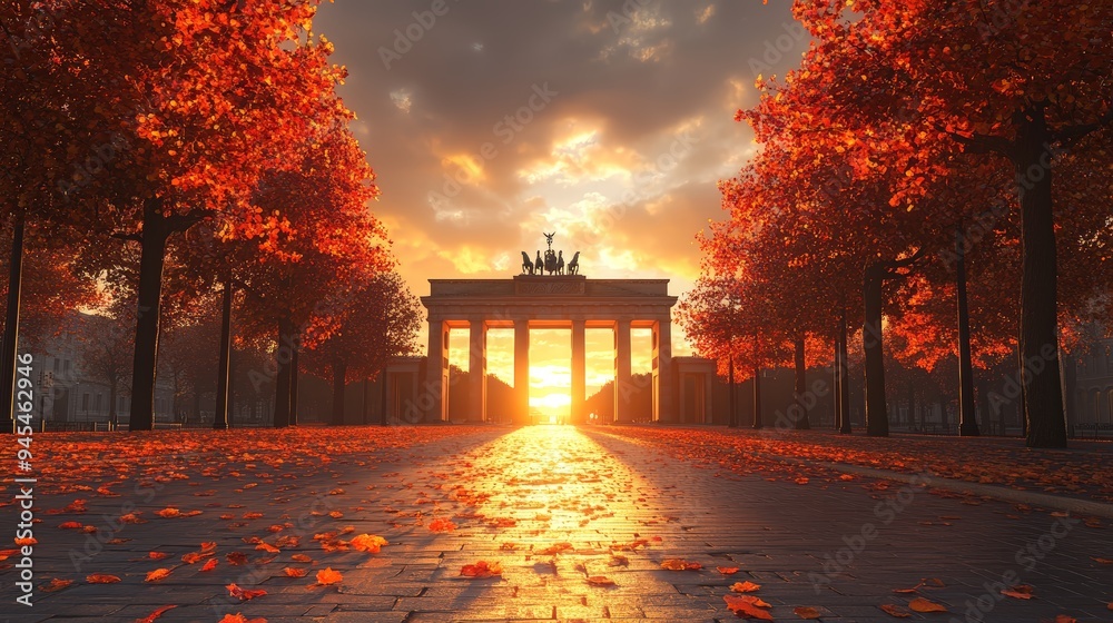 Wall mural Berlin Brandenburg Gate Sunset