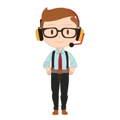 Cute Cartoon Characters of a Man Wearing Headphones