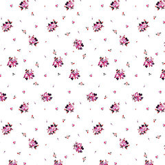 Vibrant pink paint splashes and floral pattern design create a colorful watercolor art illustration