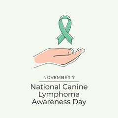 National Canine Lymphoma Awareness Day vector design template good for celebration usage. National Canine Lymphoma Awareness Day design. green ribbon. Continuous line drawing. eps 10.