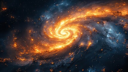 Obraz premium golden spiral fractal on deep space background cosmic nebula swirls sacred geometry concept