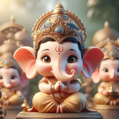 Cute Lord Ganesha Hindu God Ganpati - Ganesh Chaturthi Festival