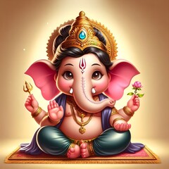 Cute Lord Ganesha Hindu God Ganpati - Ganesh Chaturthi Festival