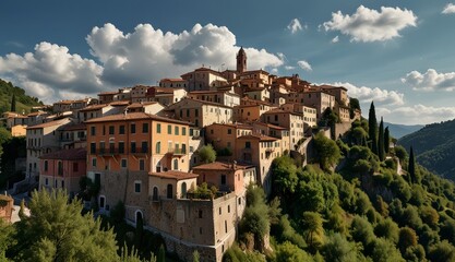 Charming Hilltop Village Landscape
