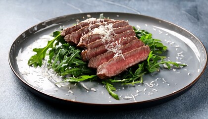 Fototapeta premium Tagliata of beef fillet with rocket and parmesan