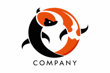 An elegant logo featuring a pair of fish swimming