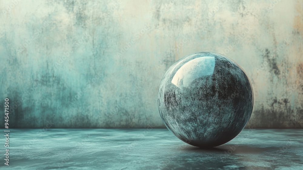 Poster abstract 3d sphere object with a textured background created through 3d rendering techniques