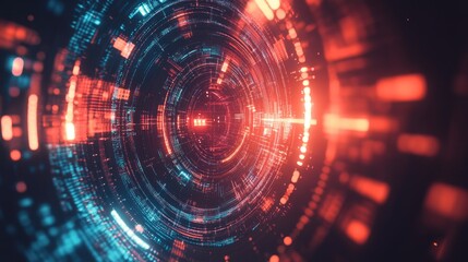 Fototapeta premium Abstract background featuring a high tech circular design with a complex plexus network