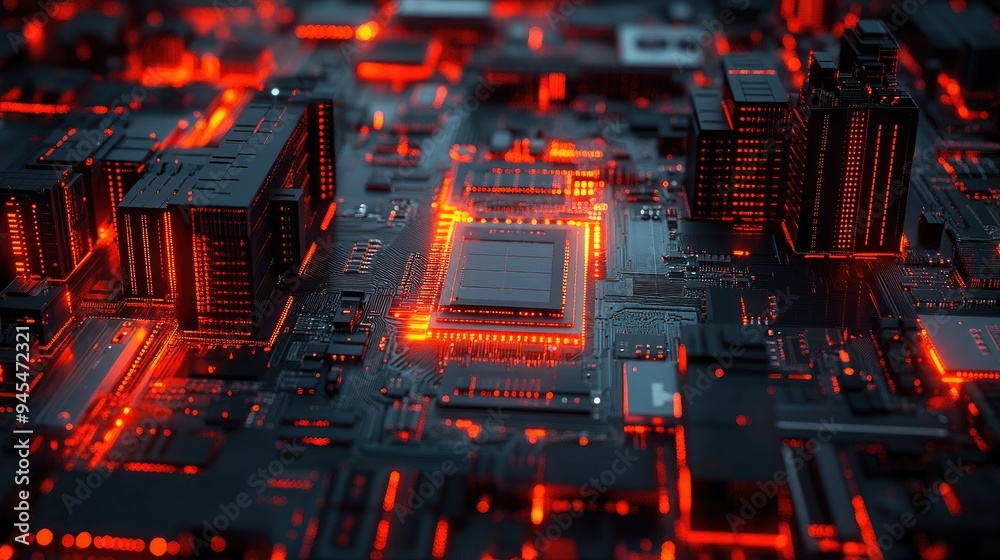 Poster abstract computer motherboard technology background suitable for descriptions of tech processes scie