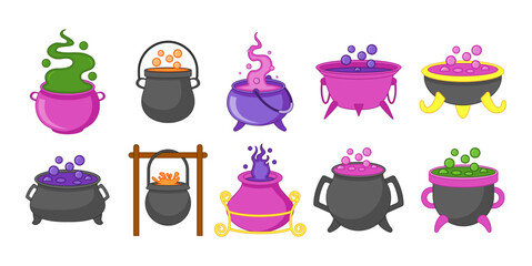 Cauldron Halloween Cartoon magic Vector