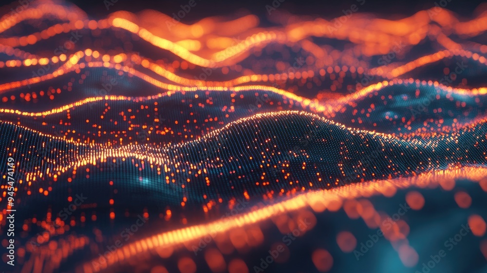 Poster abstract infographic visualization representing big data coding futuristic network for business anal