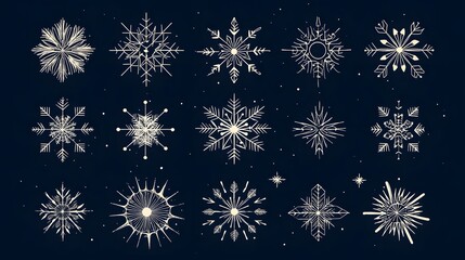 Modern Christmas snowflake vectors with clean lines and geometric shapes