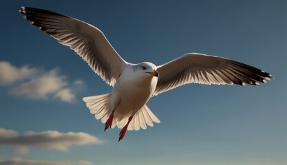 Obraz premium Seagull in Flight Over Sea