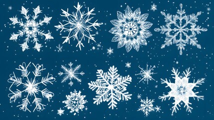 Christmas snowflakes in a vector set with a variety of traditional and modern designs