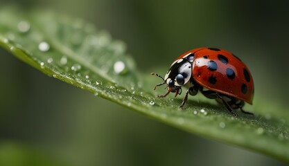 Close-Up of a Ladybug on Leaf