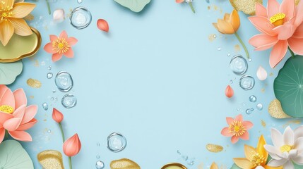 Floral Water Drops Design with Copy Space.