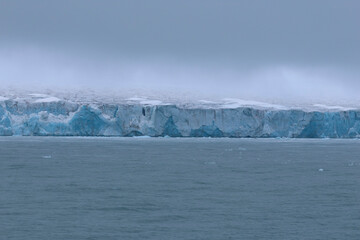 Austofonna glacier with its sheer slopes overlooking the sea, Svalbard Islands