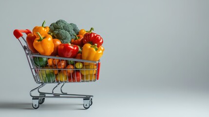 Cart filled with a variety of fruits and vegetables