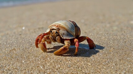 Hermit crab closeup on beach
