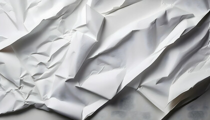 Obraz premium Dramatic texture White paper crumpled white paper with deep texture abstract creases and shadows background 