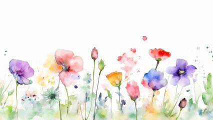 Obraz premium flores silvestres pintadas en acuarela