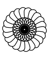 Intricate Black Spiral Flower Pattern on White background 