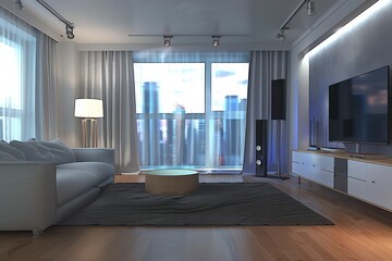 Modern Living Room with a TV Set Modern Living Room with a TV Set. 3D Render