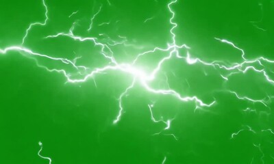 lightning strike with green screen background