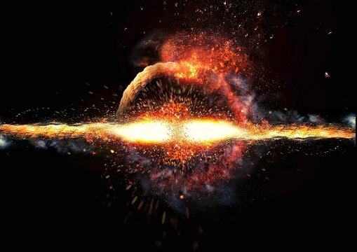 Exploding fire ring and black background