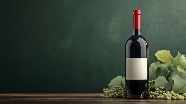 Wine Bottle & Grapes.