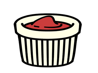 ディップ皿に入ったケチャップのイラスト素材