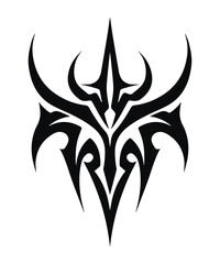 Vector abstract ethnic Maori or Polynesian neo tribal trendy y2k ornament shape isolated on white background. Gothic futuristic graphic tattoo elements collection