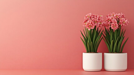 Obraz premium Pink Flowers in Pots.