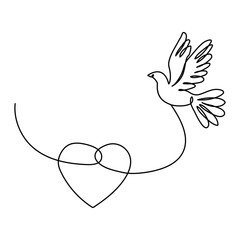 Continuous single line drawing heart valentine's day love vector illustration