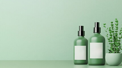 Naklejka premium Green Bottles Mockup.