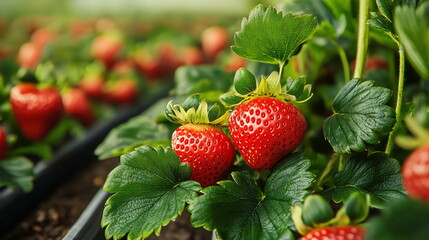 Strawberry Plant Close-up.