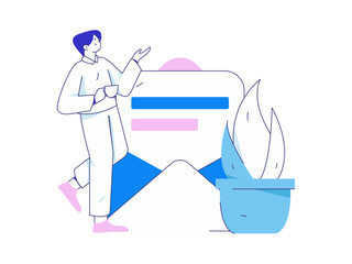 Invite friends to conduct questionnaire flat vector concept operation hand drawn illustration
