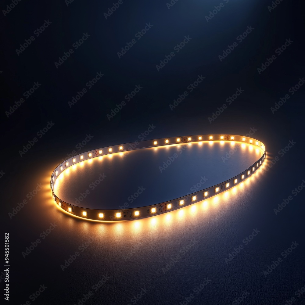 Poster a flexible led light strip emitting a warm white light, arranged in a loop shape, providing continuo