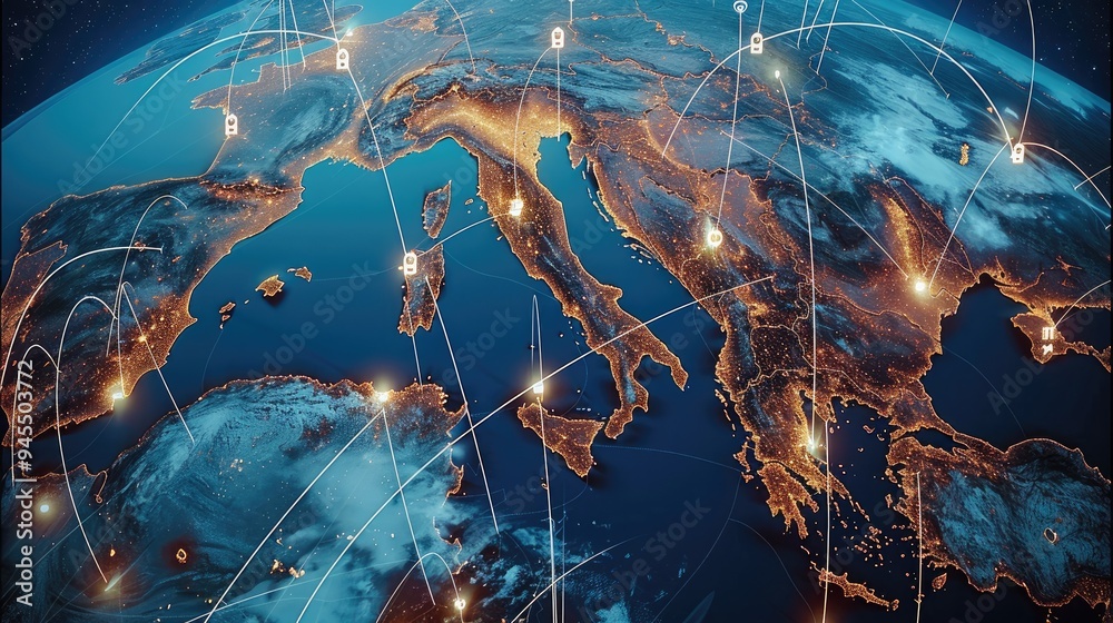 Leinwandbilder communication coverage in telecommunication, focusing on global reach, signal strength, and coverage