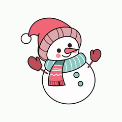 Cute snowman vector good for christmas, greeting card and web design, t shirts, mugs, stickers, home decor, wall decor, social media element and sticker for banners, poster, flyer, background, etc,