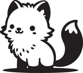 Cute arctic fox vector silhouette