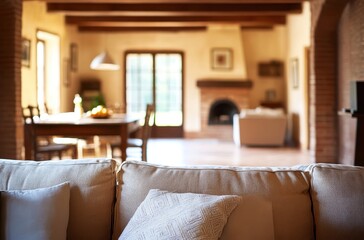 Cozy Living Room with Blurred Background