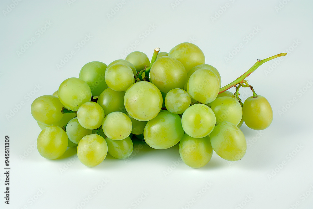 Wall mural bunch of ripe grapes on a white background