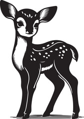 cute fawn (Baby Deer) vector silhouette.